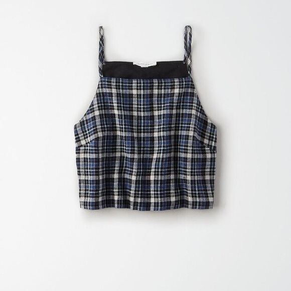 American Eagle Outfitters Tops - American Eagle Women Blue Plaid High Neck Crop Top.Size- S
